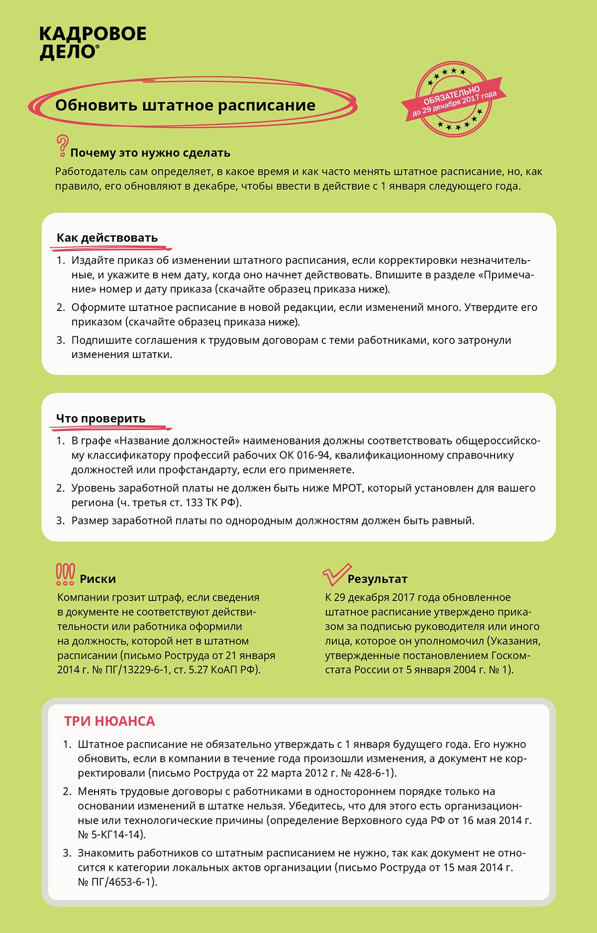 Чек-лист дел, которые нельзя отложить на январь – Кадровое дело № 12,  декабрь 2017