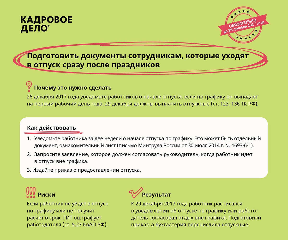 Чек-лист дел, которые нельзя отложить на январь – Кадровое дело № 12,  декабрь 2017