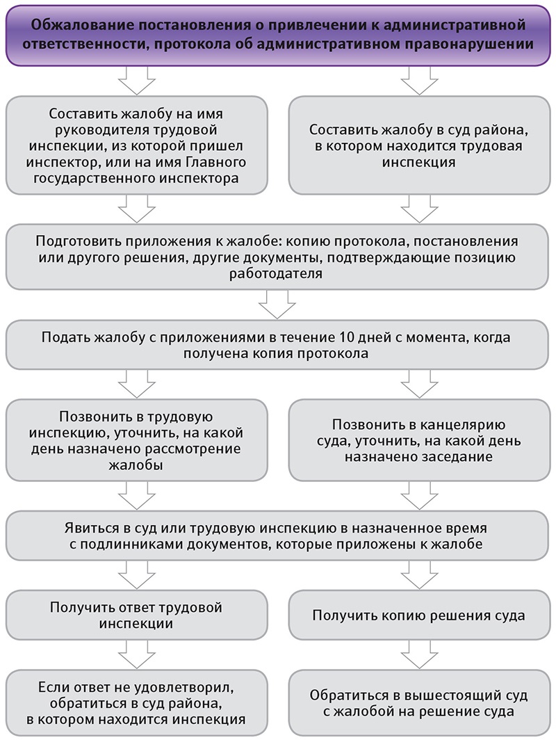 Алгоритм обжалования действий трудового инспектора – Справочник специалиста  по охране труда № 6, Июнь 2014