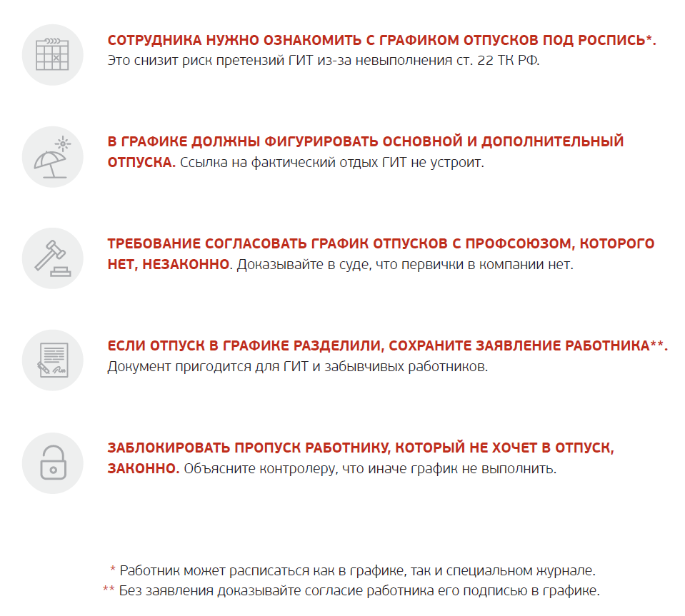 График отпусков глазами ГИТ. За что зацепится контролер – Трудовые споры №  12, Декабрь 2016