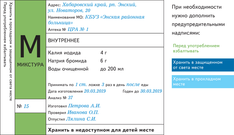 Дополнительные этикетки на лекарственные средства.