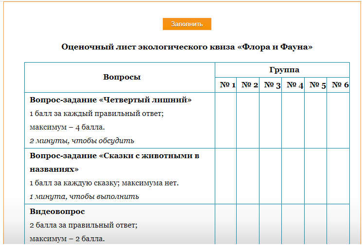 Оценочные листы по стимулирующим выплатам в доу