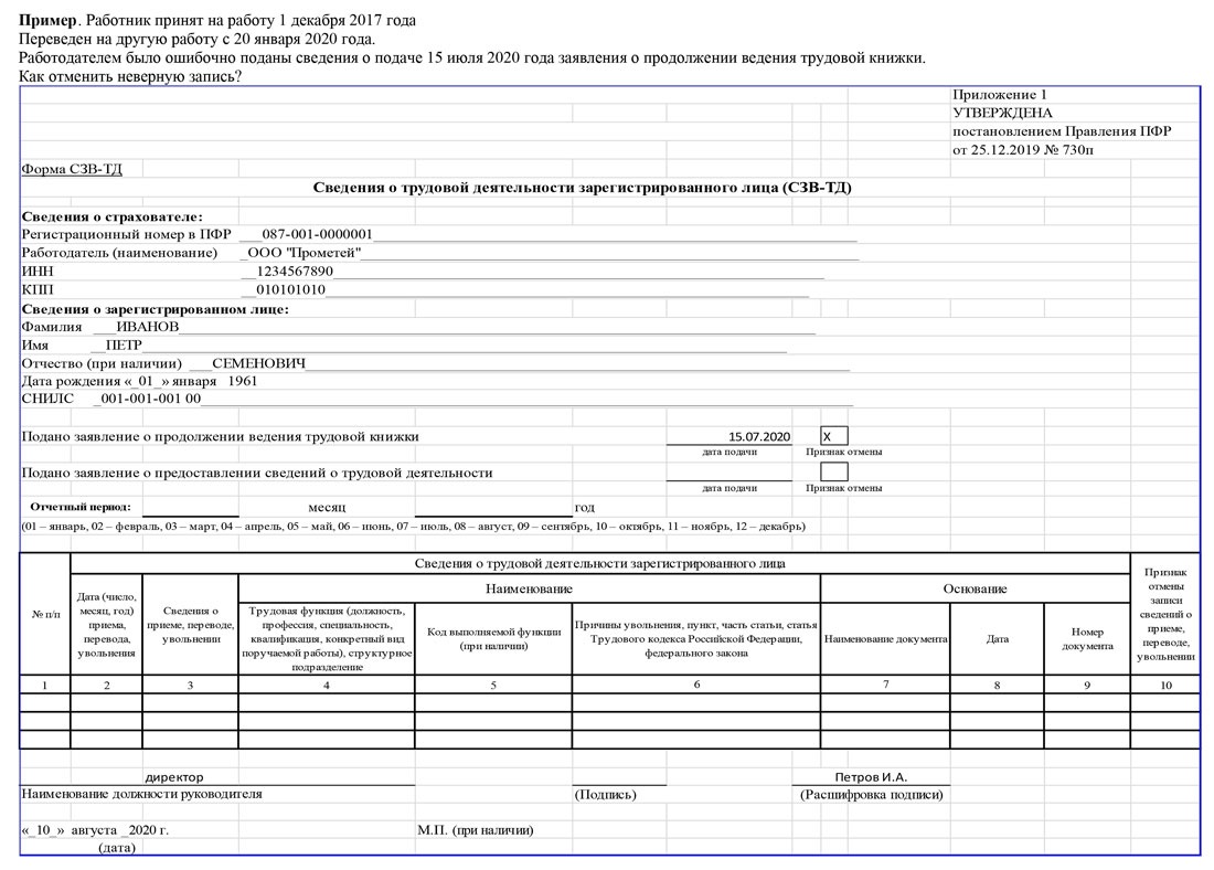 Сэв тд новый отчет в пфр образец