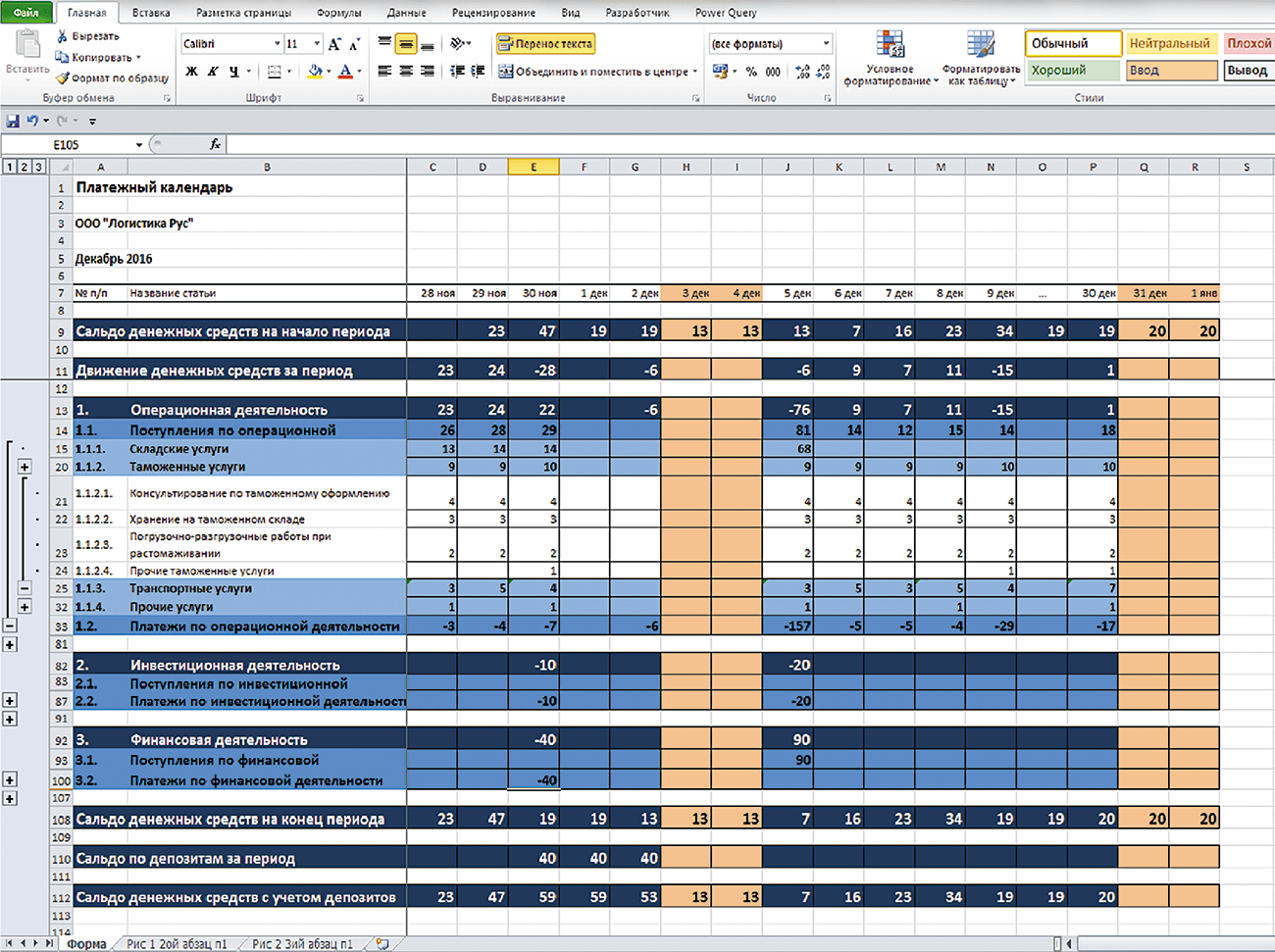 Платежный календарь в excel