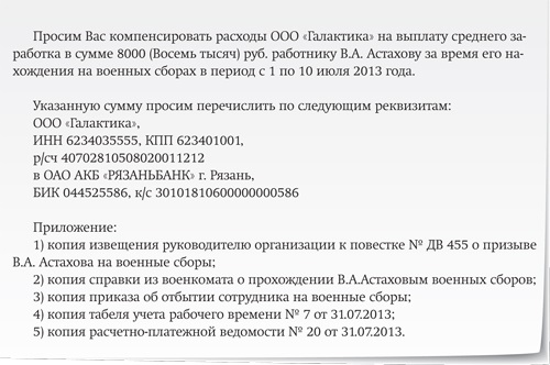 Как написать сопроводительное письмо в военкомат на бронирование сотрудников образец