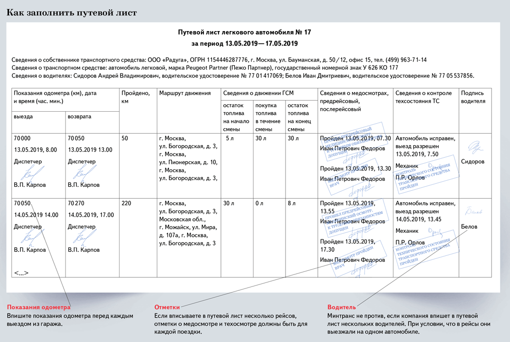 Приказы минтранса 2023. Форма заполнения путевого листа легкового автомобиля 2019. Путевой лист с отметкой о медосмотре водителя. Путевой лист с медицинским осмотром. Путевые листы на несколько дней.