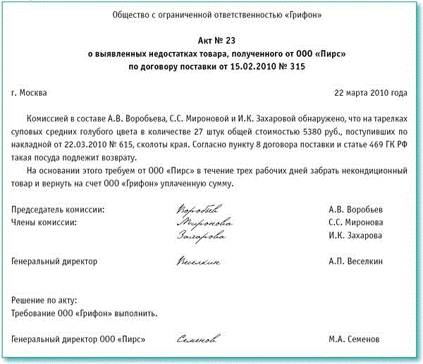 Возврат по браку