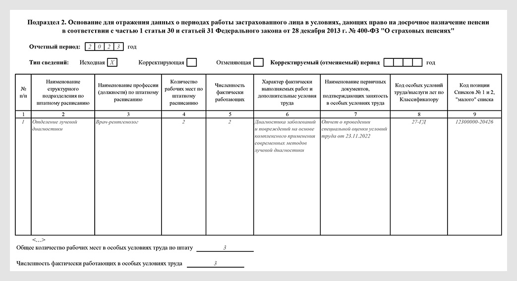 Первый годовой отчет о страховом стаже по форме ЕФС-1: образцы ...
