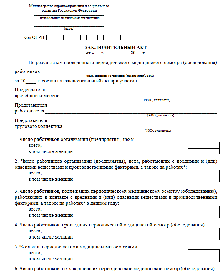 Техзадание на медосмотр по новому приказу 29н образец