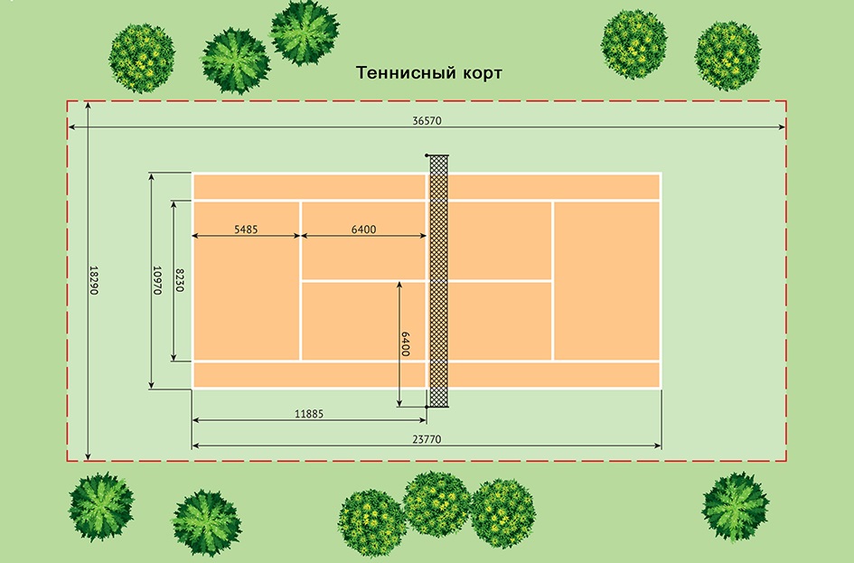 Разметка для большого тенниса схема