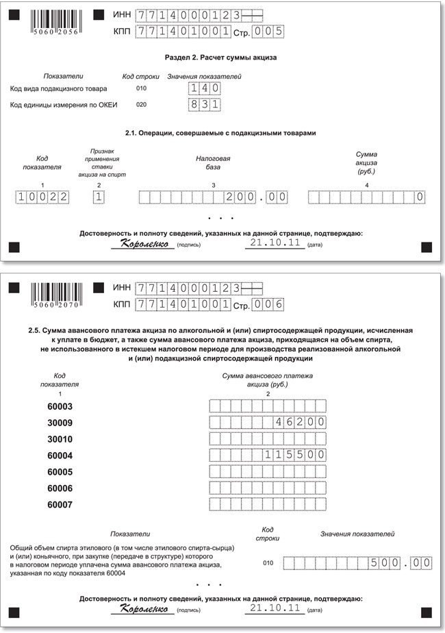 Налоговая декларация по акцизам образец
