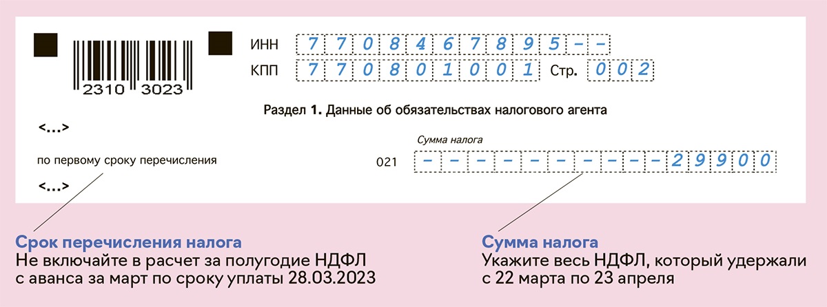 Уведомление об ндфл в 2023 образец