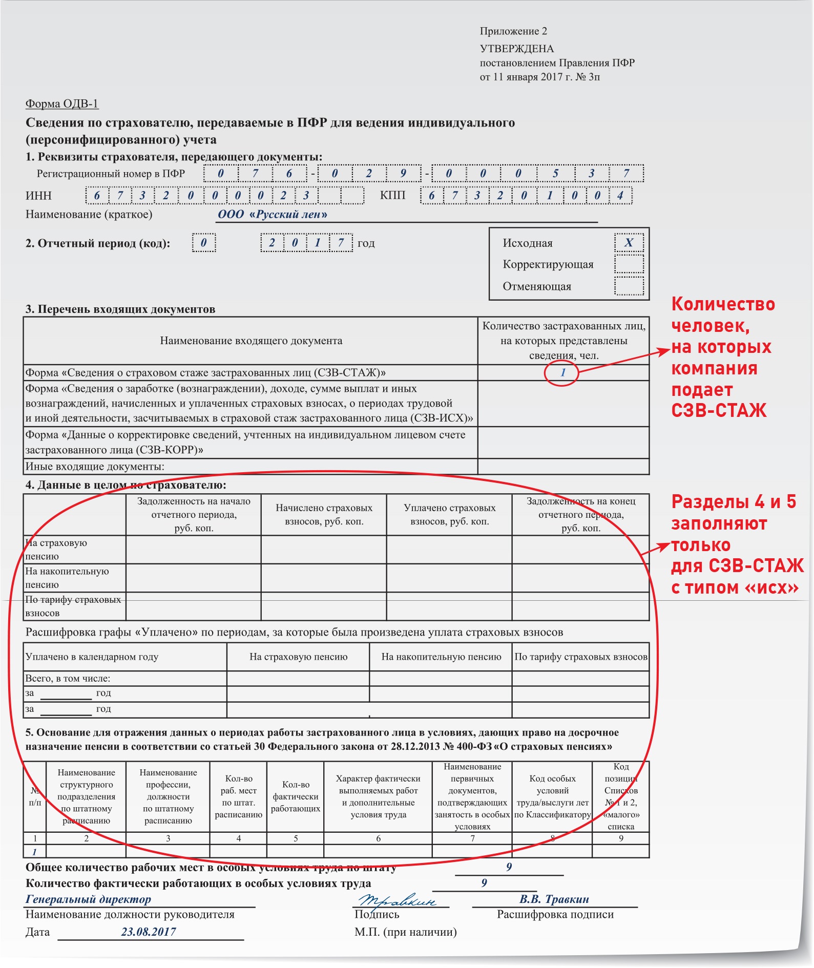 Образец заполнения сзв стаж в 2022 году