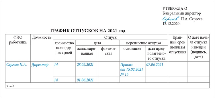 Шаблон графика отпусков (или графика обучения или иного графика) в MS Excel файл