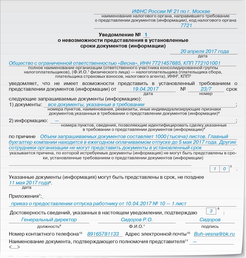 Ответ на требование о невозможности предоставлении документов в налоговую образец