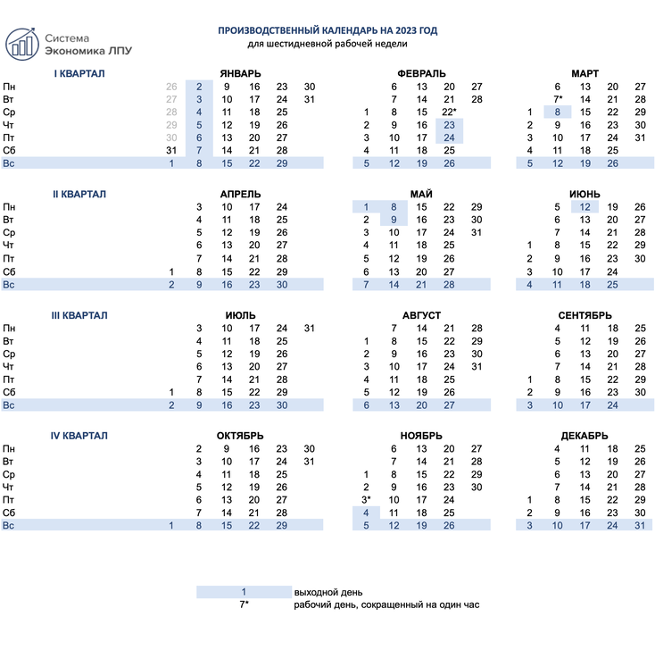 Производственный календарь шестидневная неделя 2022