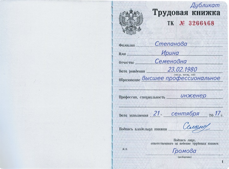 Как должна выглядеть трудовая