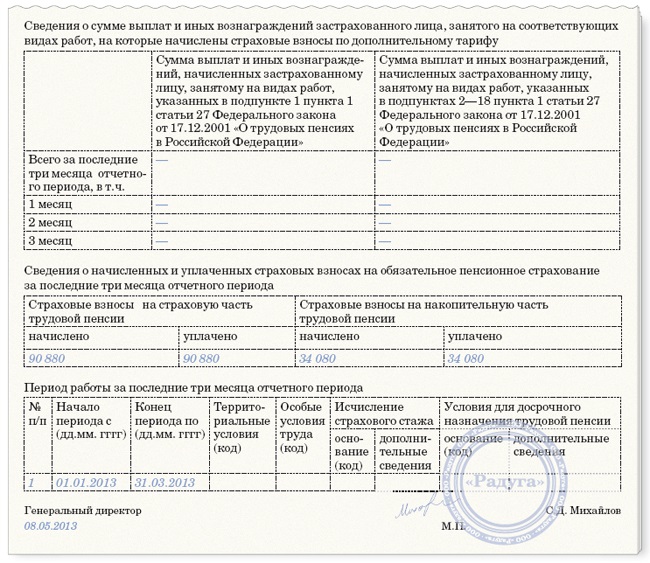 Справка о начисленных и фактически уплаченных страховых взносах образец