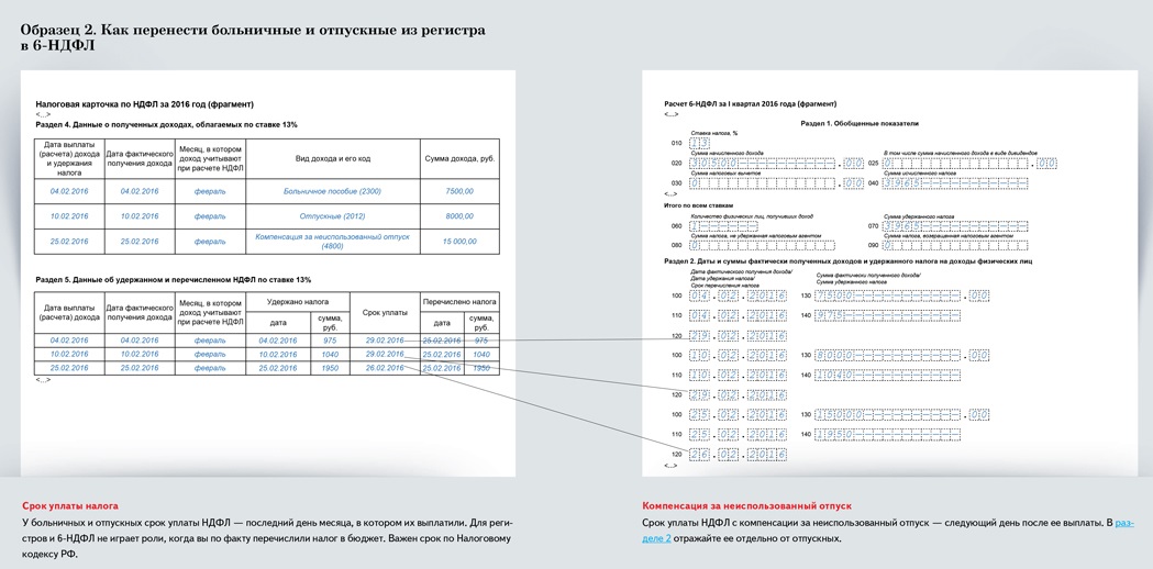 Как отразить возврат ндфл в 2 ндфл в разделе 2 образец заполнения