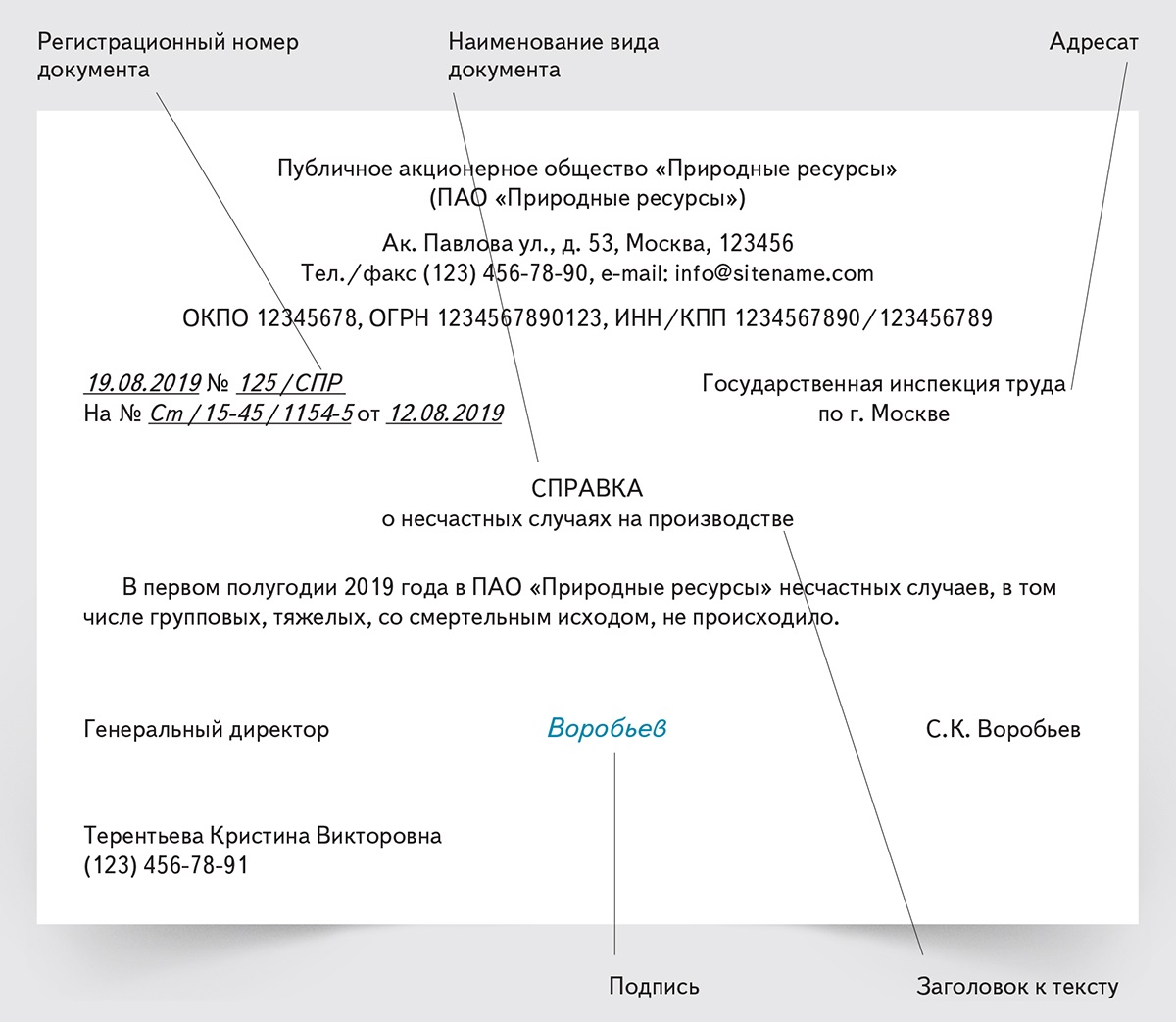 Кадровая справка образец