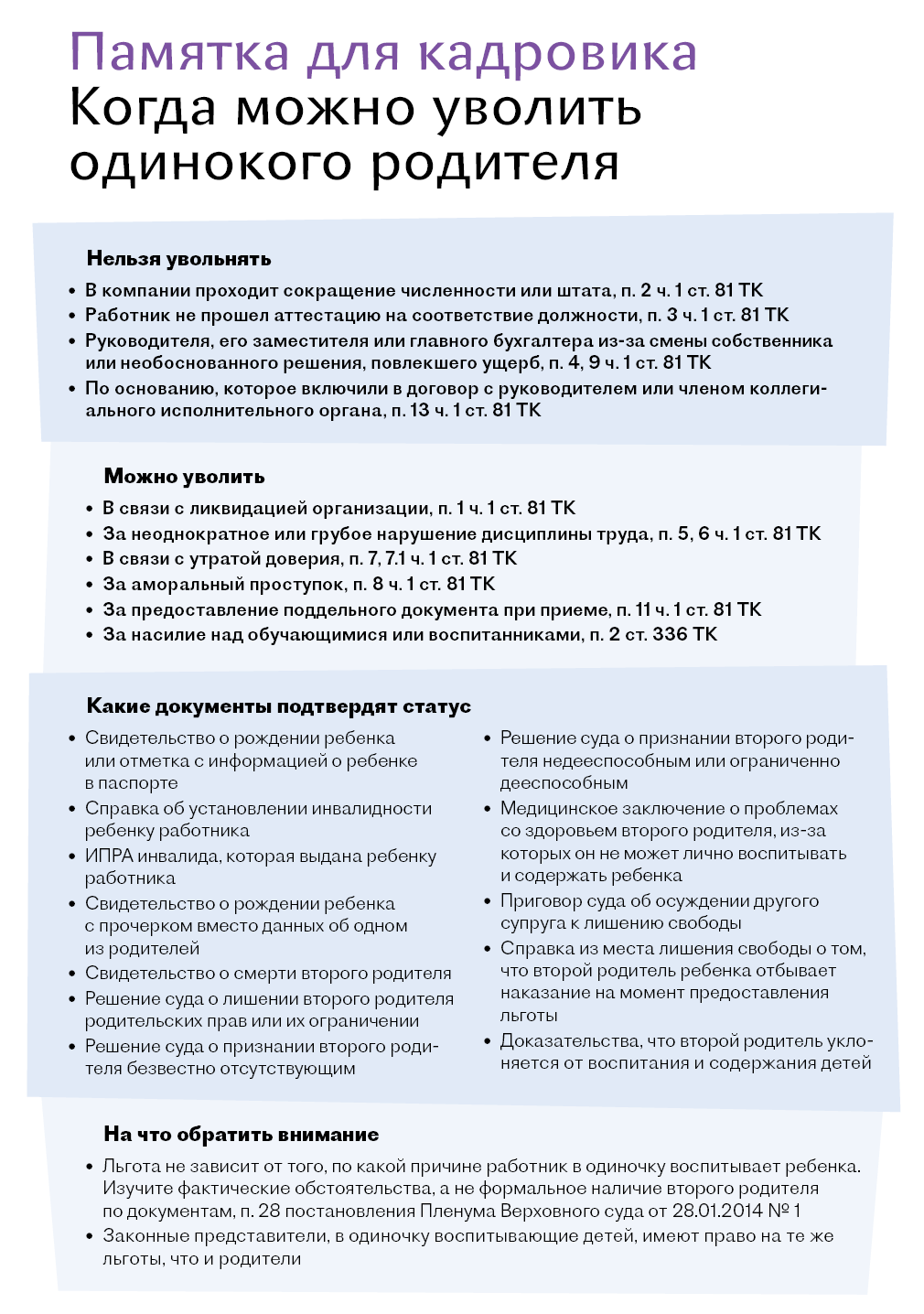 Одиноким родителям повысили защиту от увольнения. Когда новые гарантии не  будут работать – Кадровое дело № 2, Февраль 2024