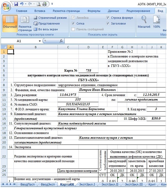 Карта экспертной оценки качества работы среднего медицинского работника