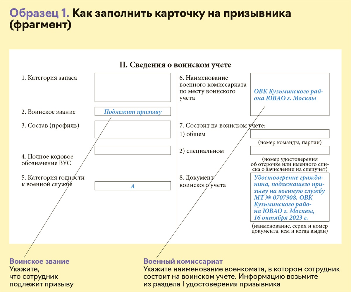 Оформляйте иначе карточки работников и не забудьте про другие новые  обязанности по воинскому учету – Упрощёнка № 1, Январь 2024