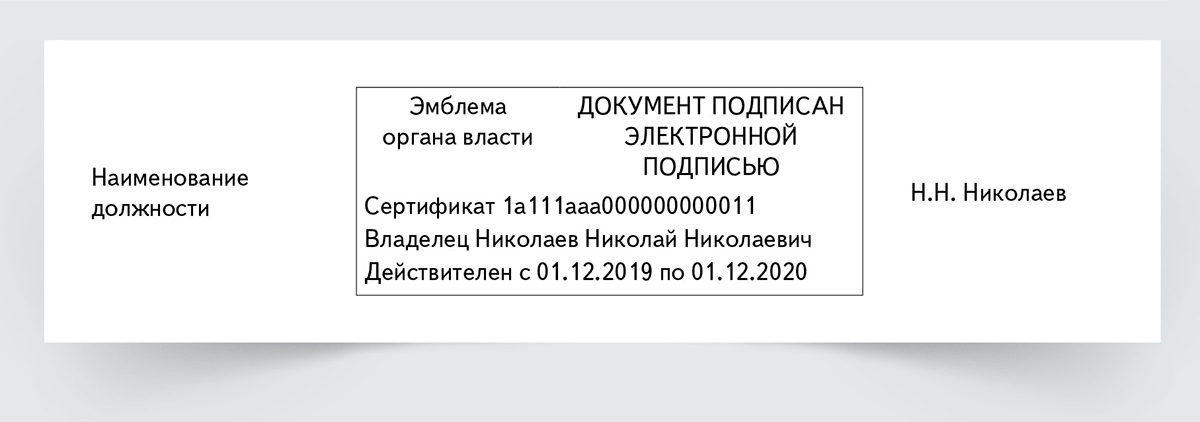 Отметка об электронной подписи не может включать изображение герба