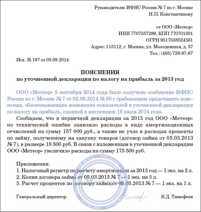 Ответ на требование по убыткам по прибыли образец