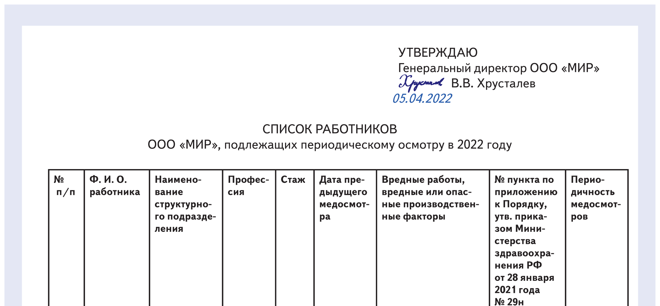 Программа пэк 2022 образец