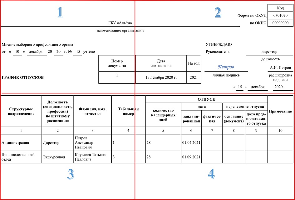 Форма графика отпусков. Т-7 график отпусков. График отпусков на 2021 год.