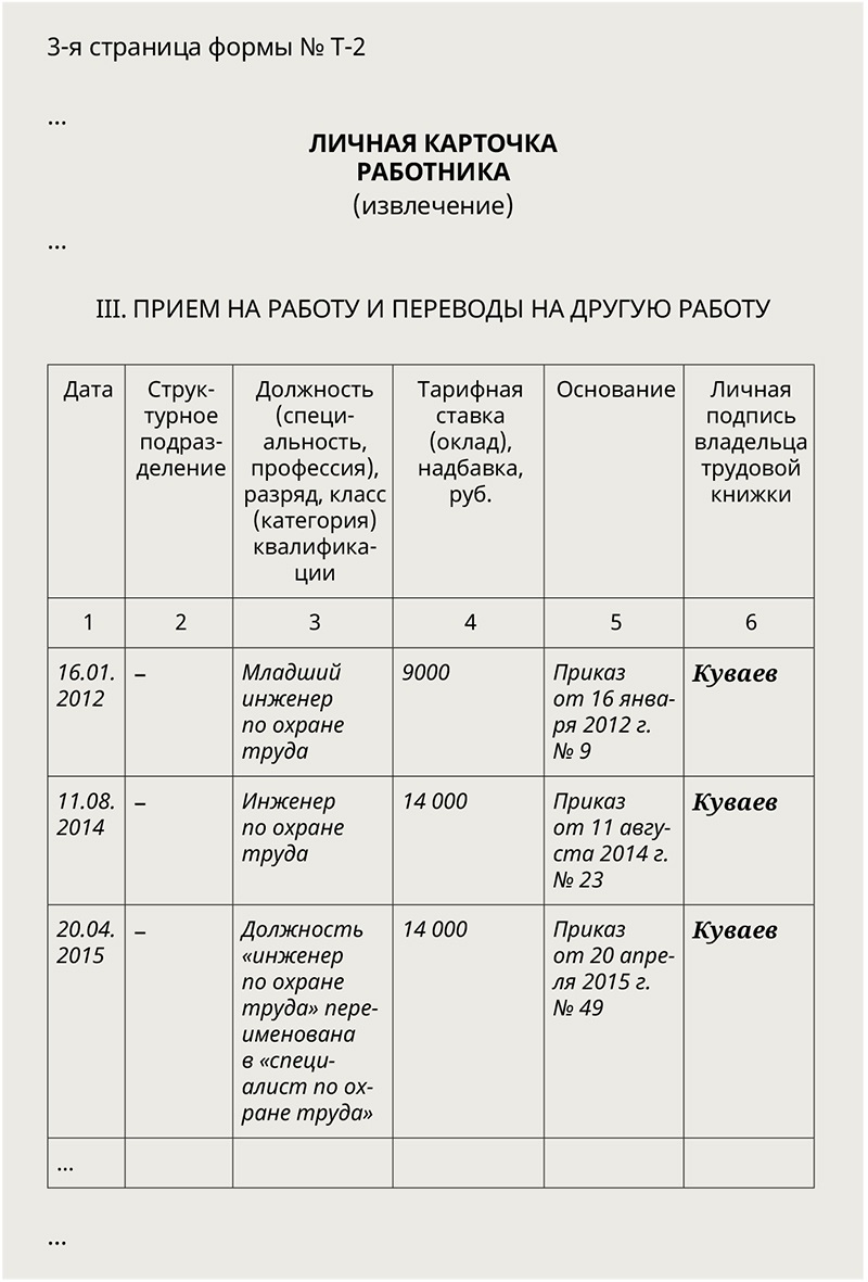 Образец записи в трудовой о переименовании должности образец