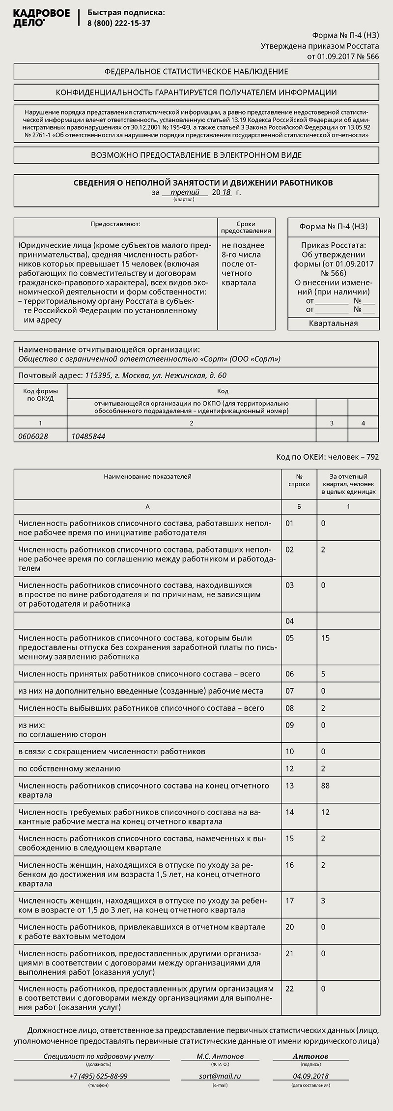 Как сдавать отчет о неполной занятости П-4 (НЗ) без стресса и звонков из  Росстата – Кадровое дело № 8, Август 2018