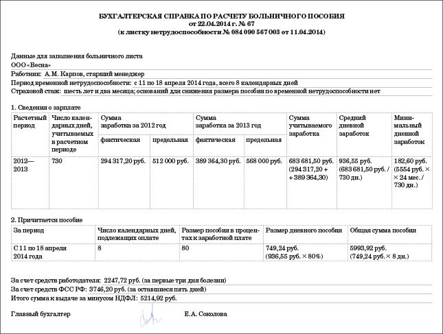 Бухгалтерская справка расчет образец в рб