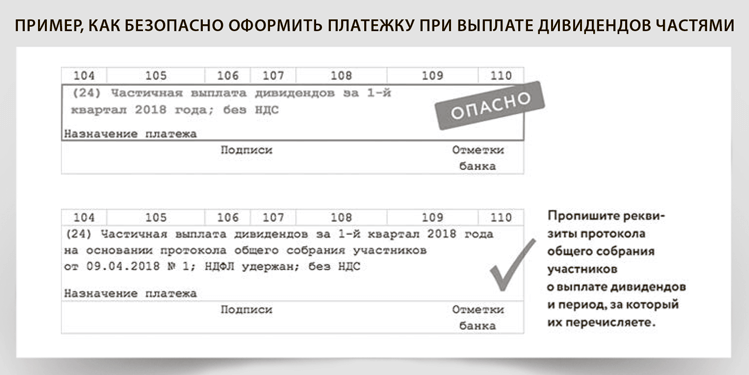 Образец платежного поручения ндфл с дивидендов в 2023 году