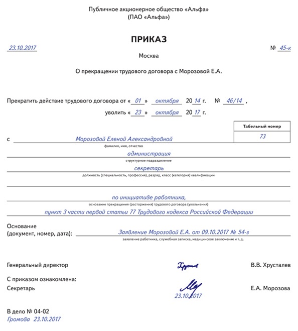 77 п 1. Образец приказа на увольнение ст 81 ТК. Увольнение по п 2 ч 1 ст 77 ТК РФ приказ. Приказ об увольнении по п.2 ст.77 ТК РФ. Образец приказа на увольнение ТК РФ ст.77.