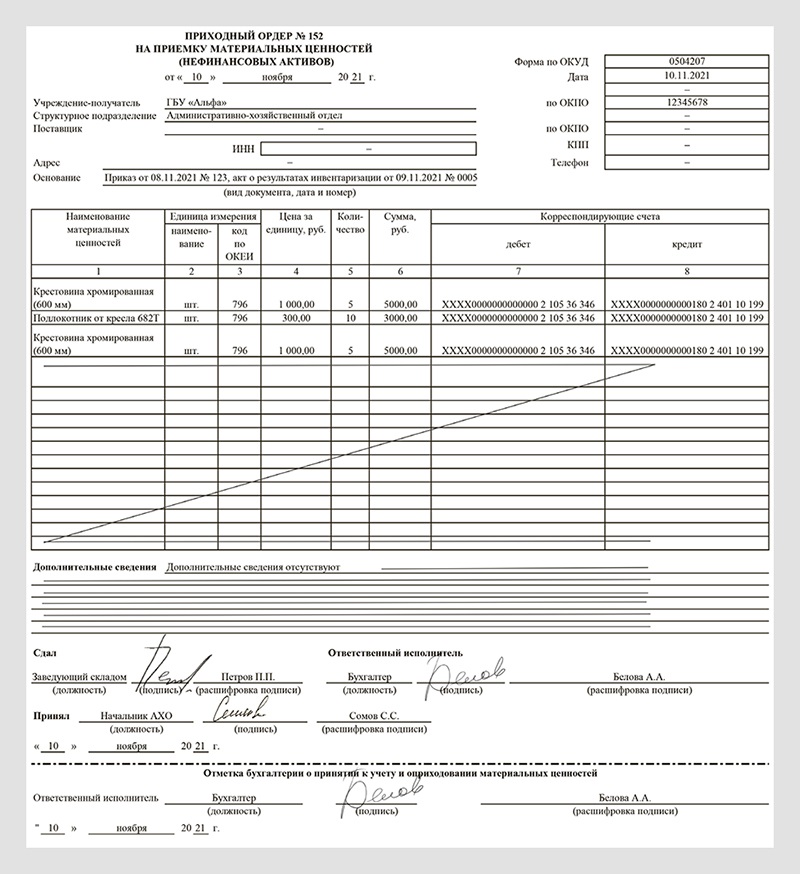 Приходный ордер 0504207. Приходный ордер 0504207 образец. Форма по ОКУД 0504207. 0504207 Акт приемки материалов материальных ценностей. Ф. 0504207.