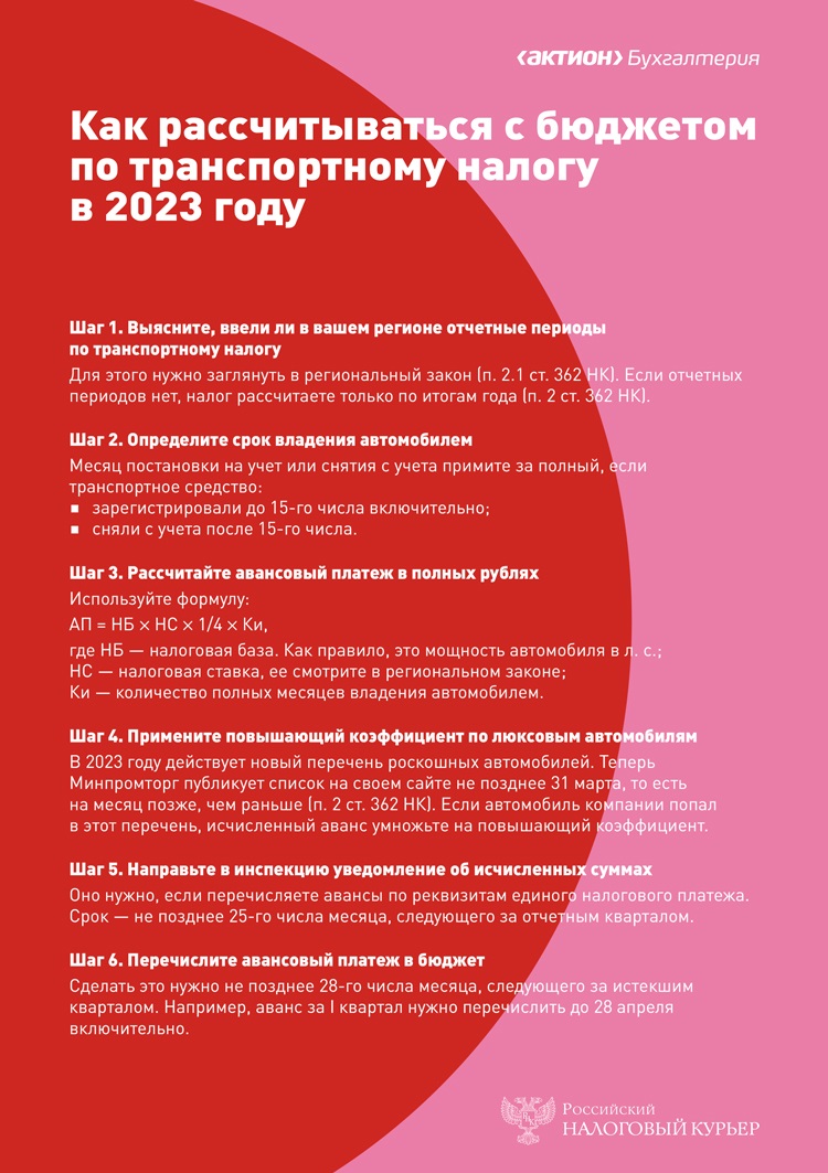 Памятка для расчета авансов за транспорт в 2023 году. Разбираем на примерах  – Российский налоговый курьер № 8, Апрель 2023