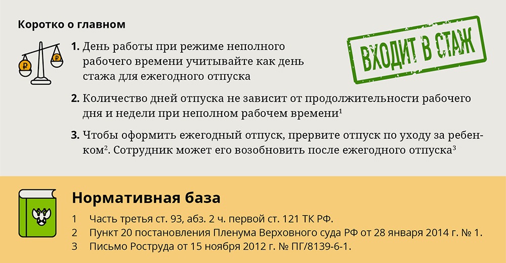 Работа неполный рабочий день красноярск. Шпаргалка для кадровика. Отпускной стаж картинки. Отпуск от стажа.