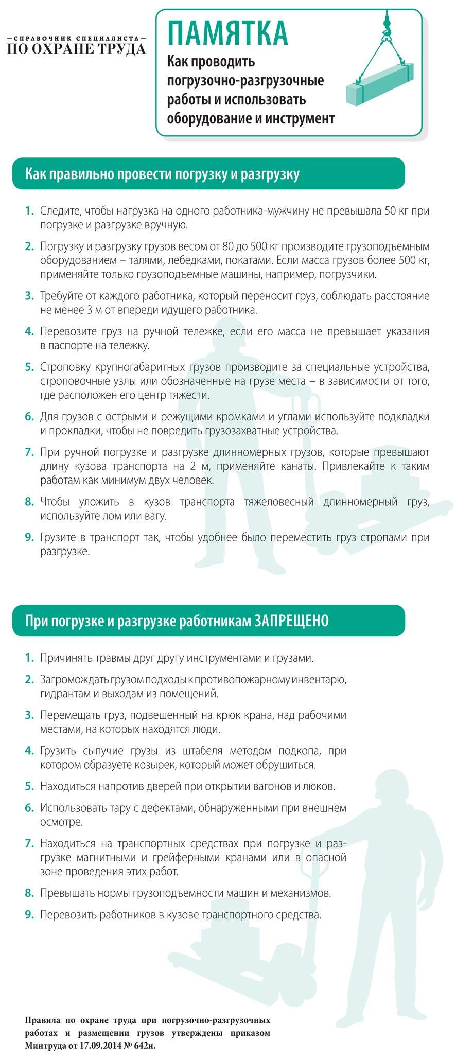 Что должен знать специалист по охране труда о погрузочно-разгрузочных  работах – Справочник специалиста по охране труда № 5, Май 2019