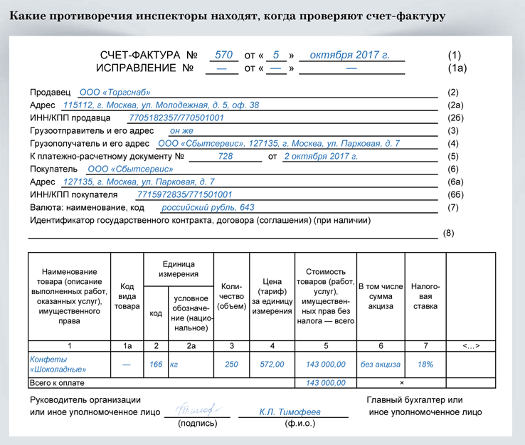 Накладная счет фактура