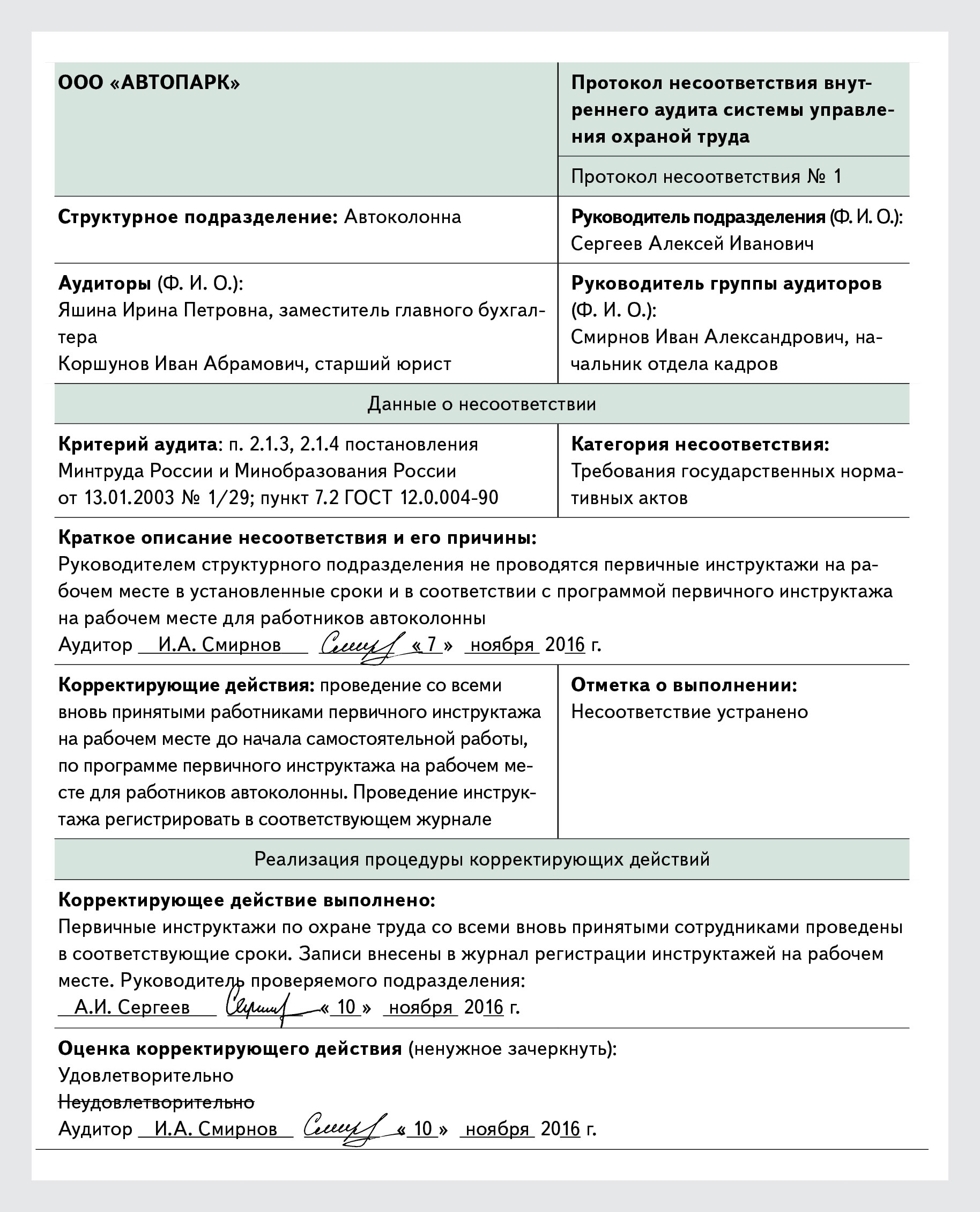 Протокол стоп часа образец