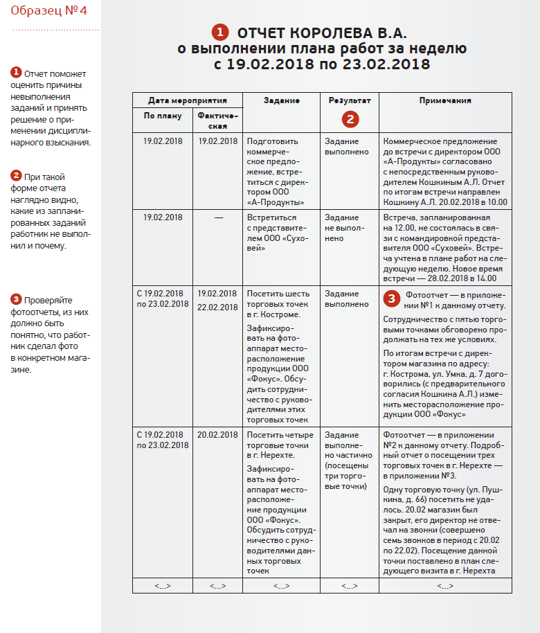 Отчет выполненных работ образец