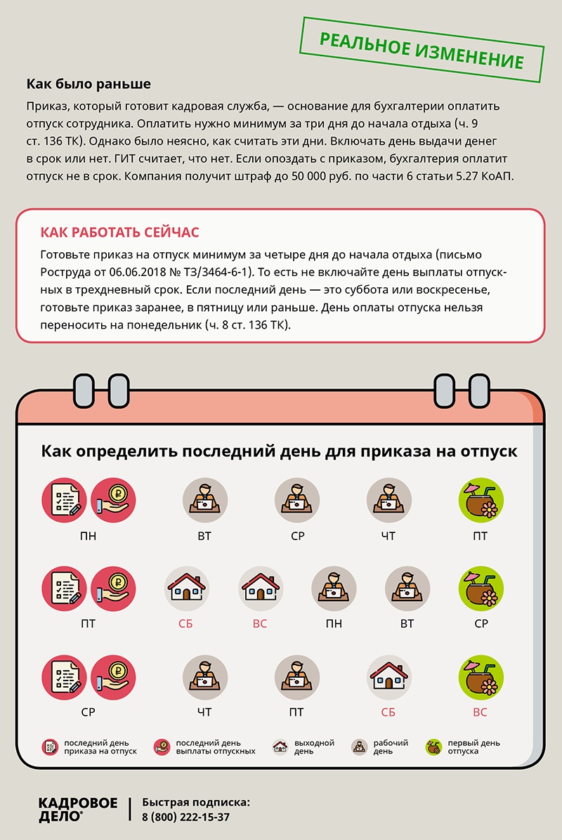 Реальные изменения в отпусках и домыслы из интернета: как различить –  Кадровое дело № 5, Май 2019