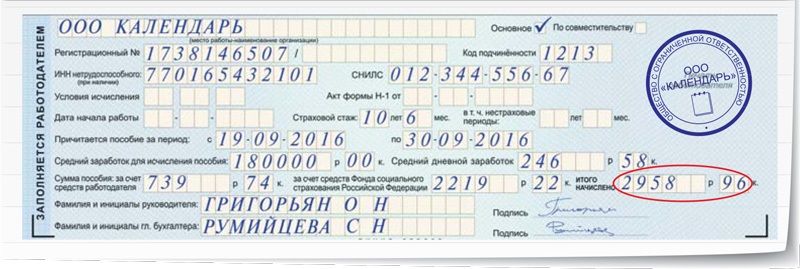 Образец заполнения больничного листа в 2020 году работодателем образец