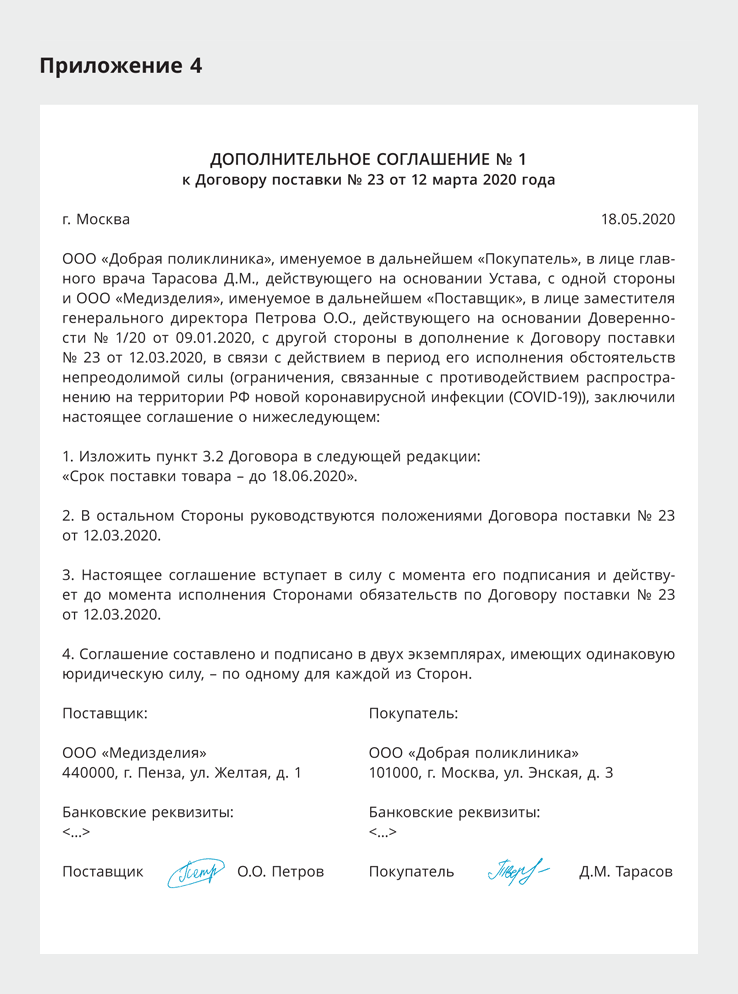 Соглашение о возврате аванса по договору поставки образец