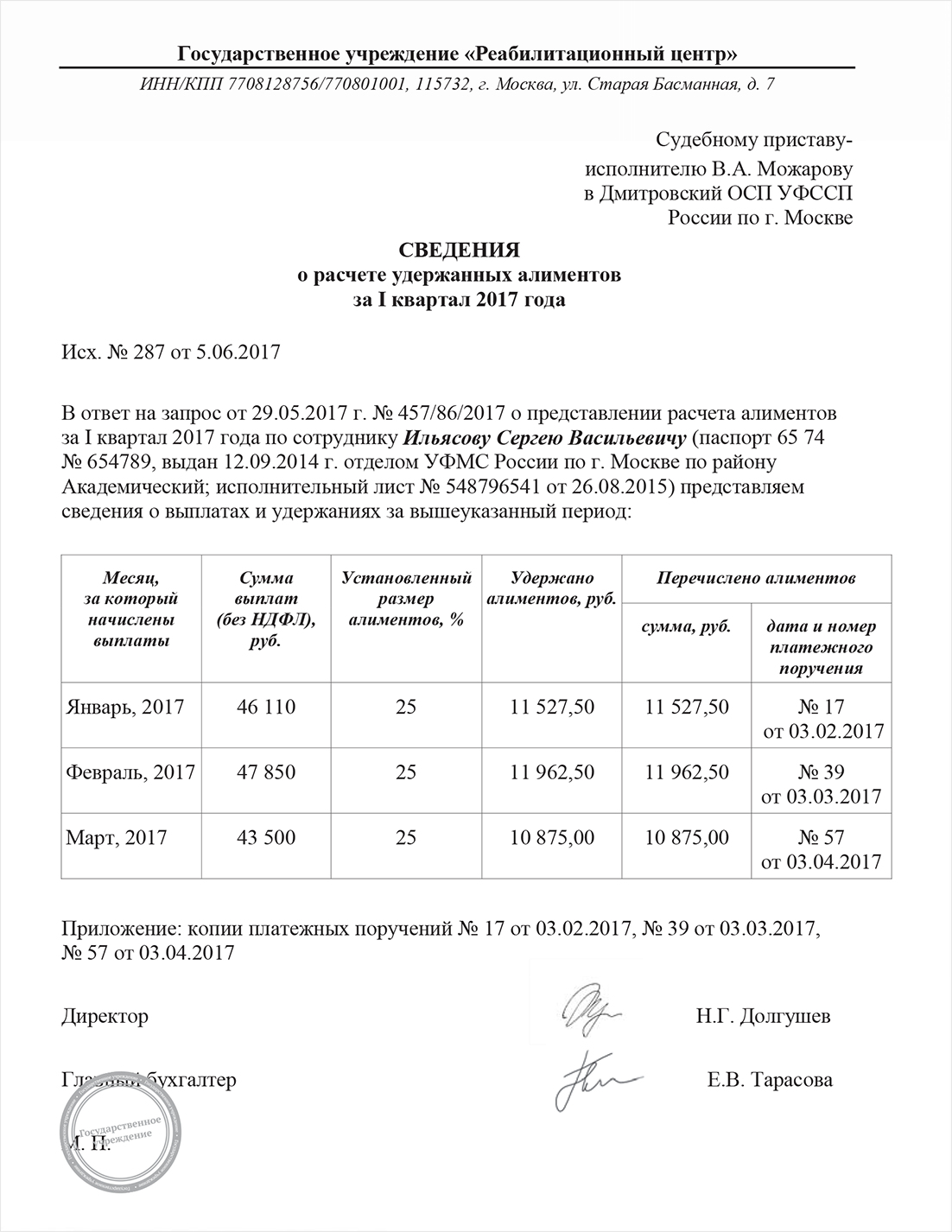 Образец справка о задолженности по заработной плате образец