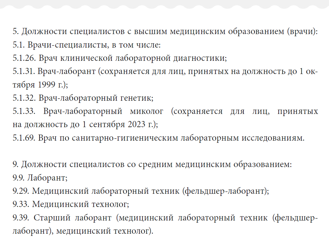 Приказ номенклатура должностей медицинских работников