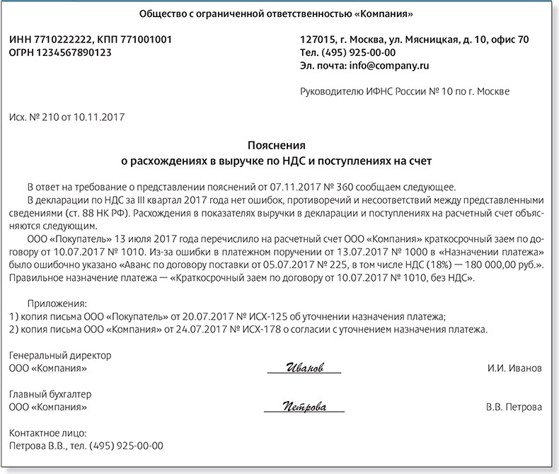 Образец ответа на требование налоговой о предоставлении пояснений по усн доходы