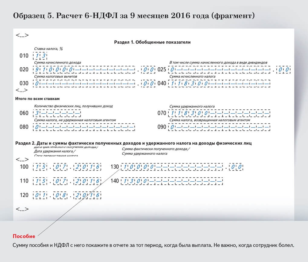 Образец заполнения 6 ндфл за 9 месяцев 2022 года